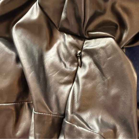 English Factory Black Faux Leather Peplum Top L - Picture 7 of 15
